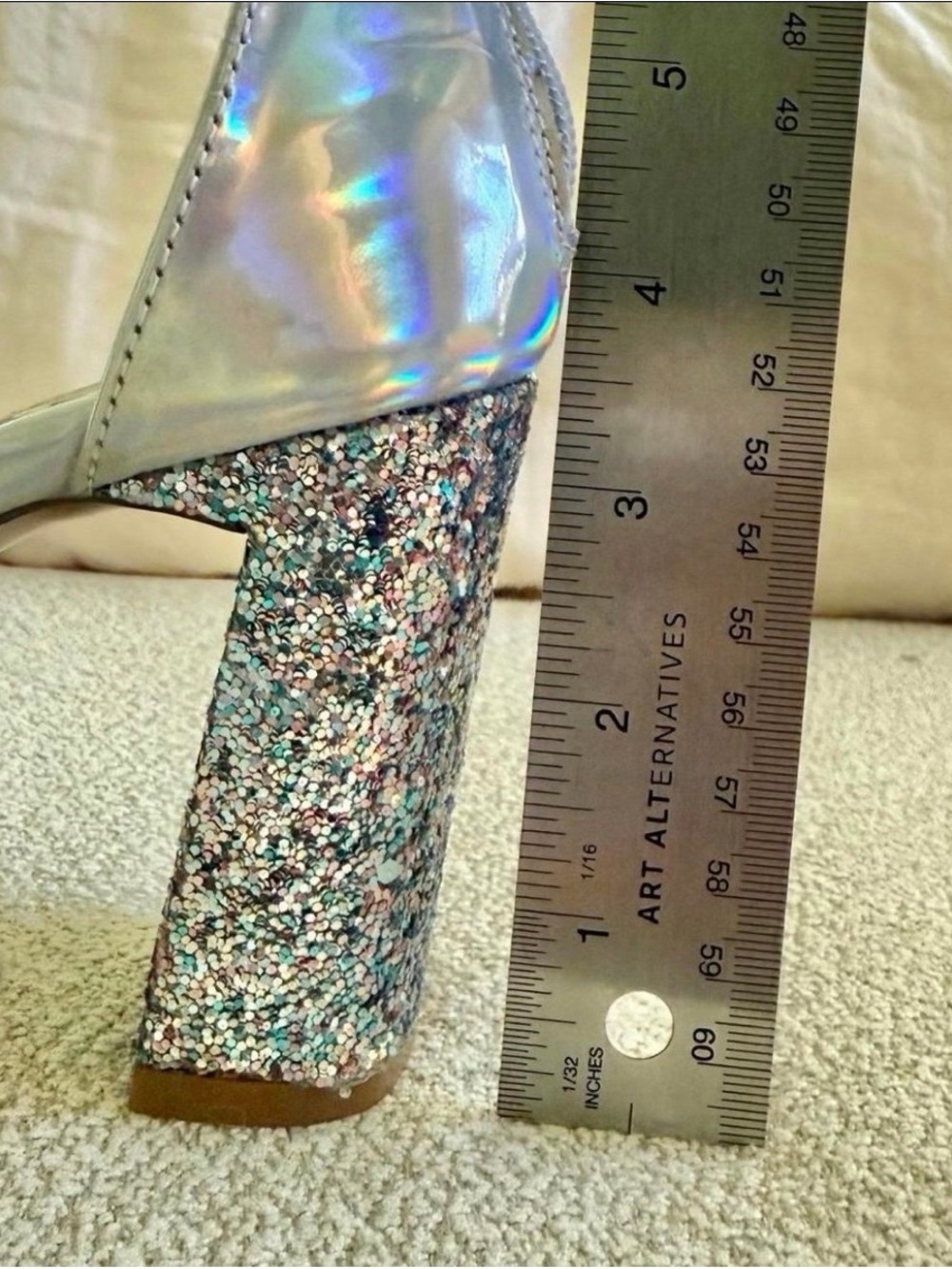 Betsey Johnson Astridd Dress Sandals with Holo Glitter Heels size 8 - Picture 5 of 5